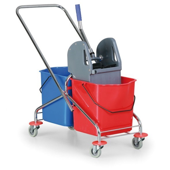 Úklidový vozík Clarol 2x kbelík +koš+drž | Úklidové a ochranné pomůcky - Vědra, kýble a odpadkové koše